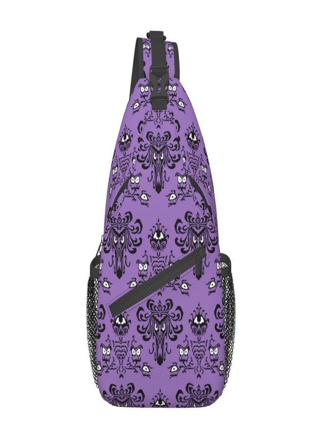 GTEVUTS Purple Haunt Mansion Crossbody Bags Sling Bag for for Women Men, Cute Fashion Chest Bag Casual Small Shoulder Bags Travel Hiking Cycling Gym Sport Lightweight Daypack Adult Backpack - Image 1